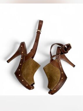 Women’s Brown Tory Burch Suede Open-Toe Clog Sandals